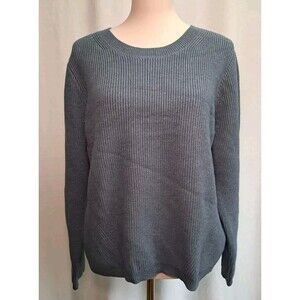 J.Crew Ribbed Stretch Crewneck Sweater Blue Gray  Soft Feel BJ580 $128 Size M